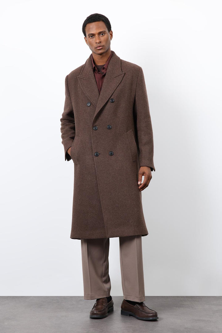 ANT Antioch Kahve Yün Karışımlı Kruvaze Erkek Kaban - Matamoros