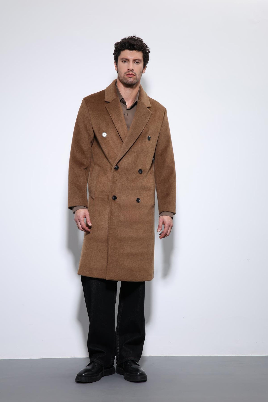 ANT Antioch Coffee Wool Blend Double-Breasted Men's Coat - Talavera de la Reina