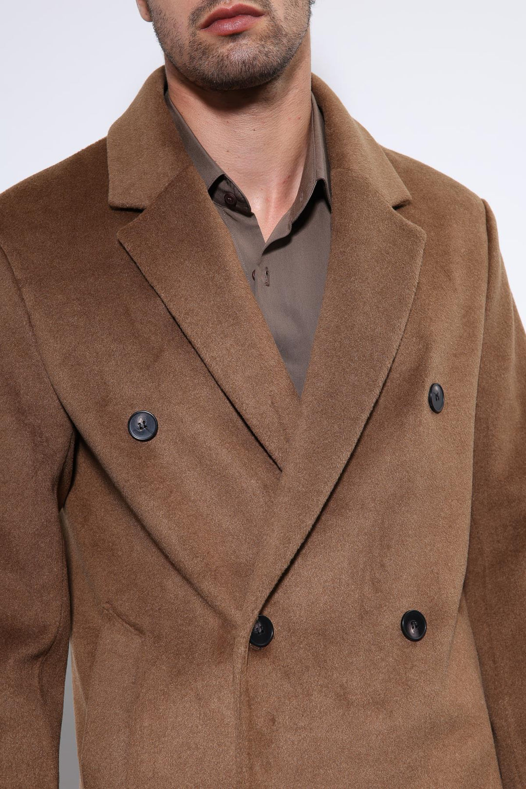 ANT Antioch Coffee Wool Blend Double-Breasted Men's Coat - Talavera de la Reina