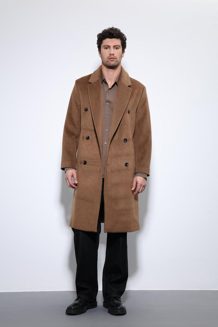 ANT Antioch Coffee Wool Blend Double-Breasted Men's Coat - Talavera de la Reina