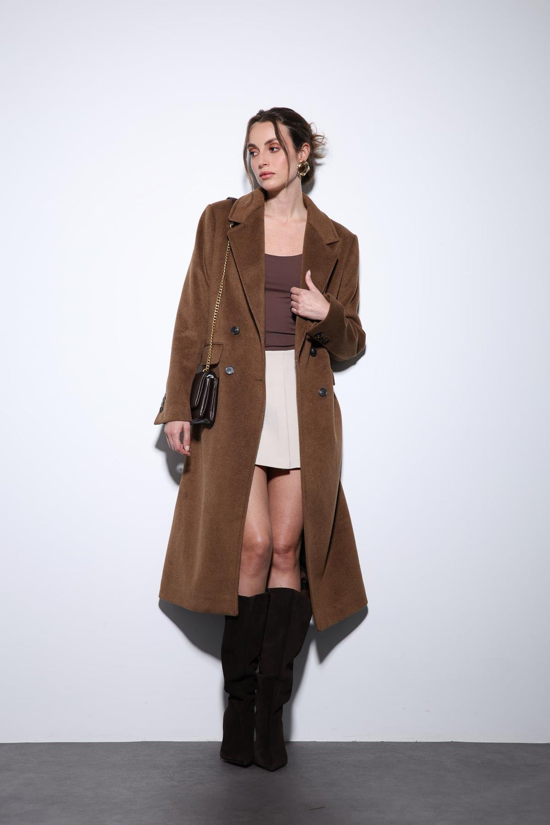 ANT Antioch Coffee Wool Blend Double-Breasted Women's Coat - Pikesville