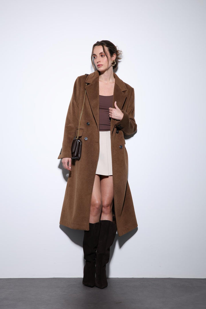 ANT Antioch Coffee Wool Blend Double-Breasted Women's Coat - Pikesville