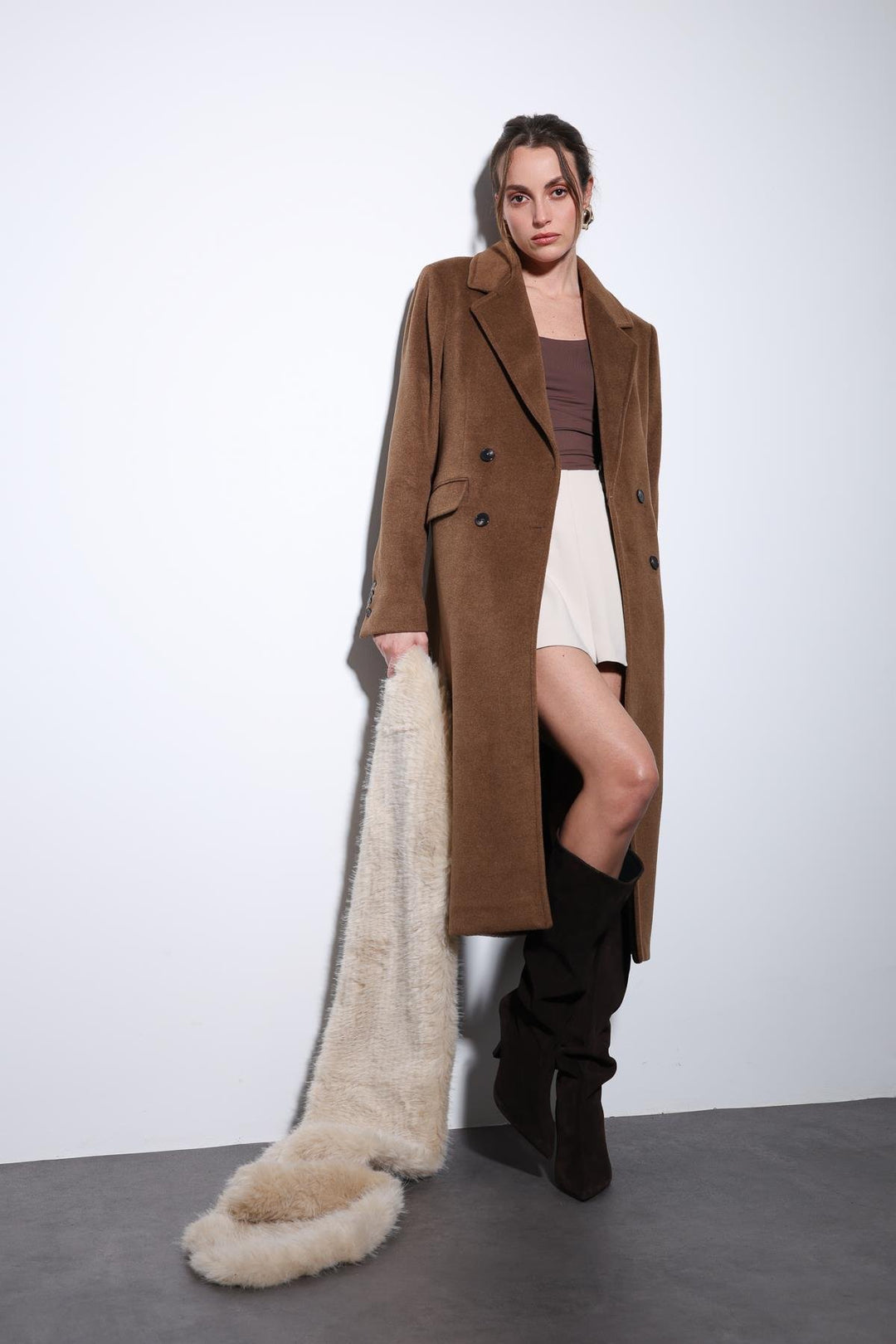 ANT Antioch Coffee Wool Blend Double-Breasted Women's Coat - Pikesville