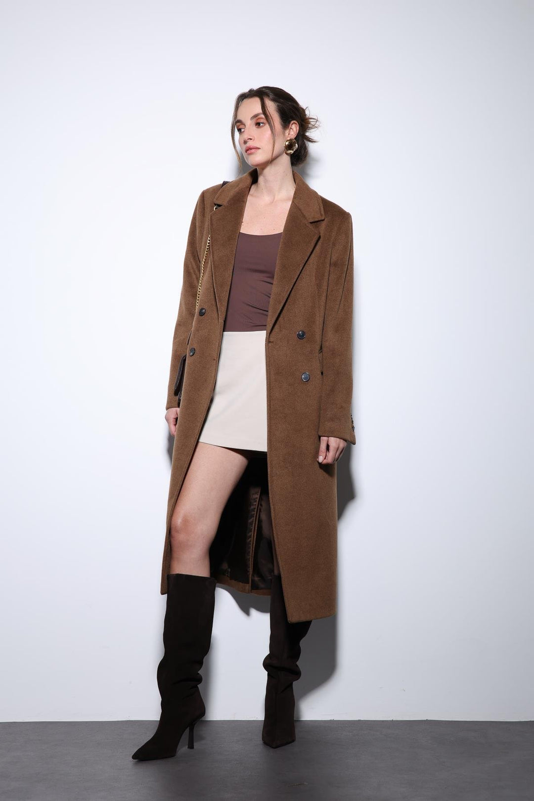 ANT Antioch Coffee Wool Blend Double-Breasted Women's Coat - Pikesville
