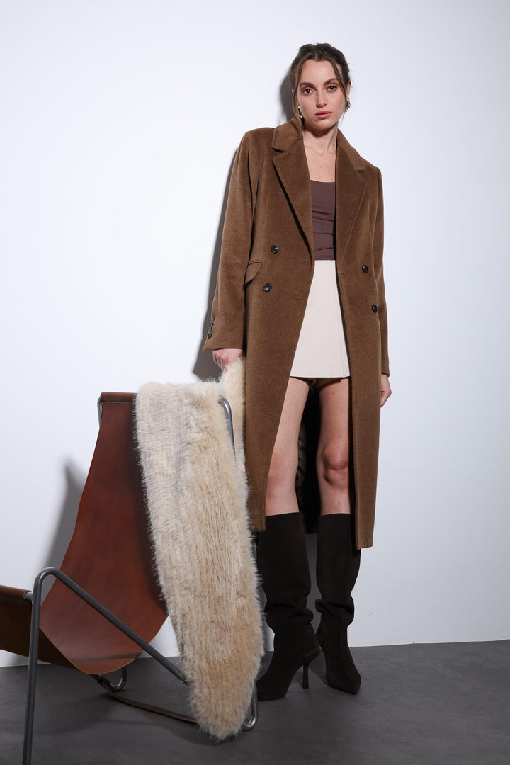 ANT Antioch Coffee Wool Blend Double-Breasted Women's Coat - Pikesville