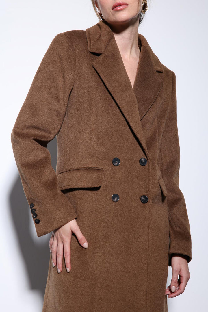 ANT Antioch Coffee Wool Blend Double-Breasted Women's Coat - Pikesville