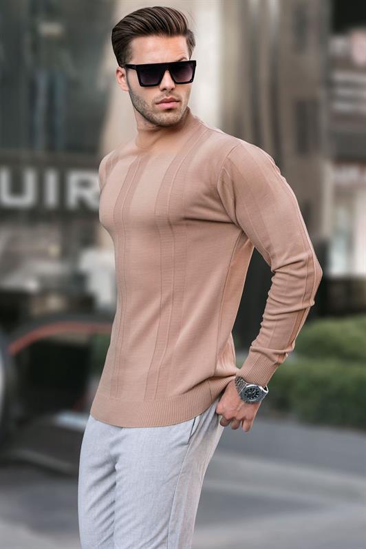 MDX Brown Fisherman Collar Patterned Sweater 6825 - Odivelas