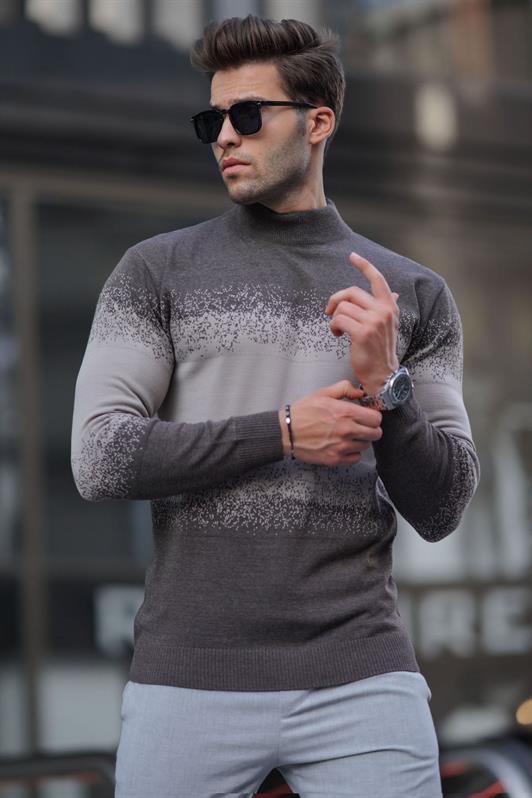 MDX Brown Fisherman Collar Patterned Sweater 6845 - Greensboro