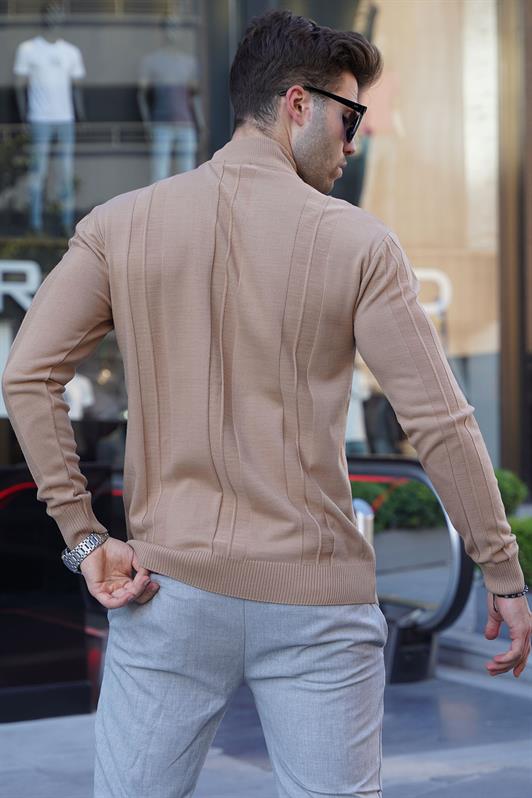 MDX Brown Fisherman Collar Patterned Sweater 6825 - Odivelas