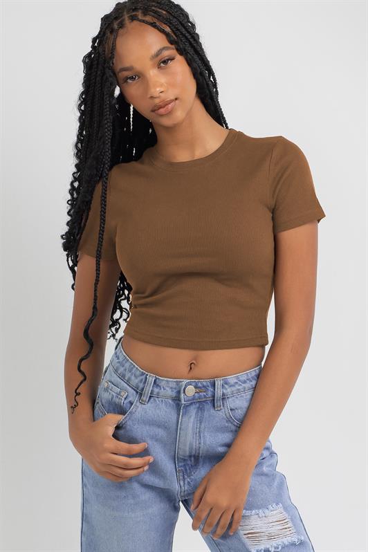 MDX Brown Basic Crop Women's T-Shirt MG1772 - San Andrés Cholula