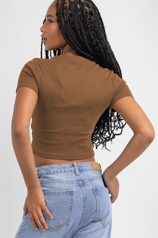 MDX Brown Basic Crop Women's T-Shirt MG1772 - San Andrés Cholula