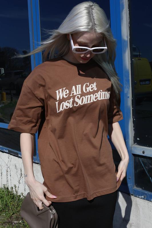 MDX Brown Printed Oversized T-shirt MG1532 - Cento