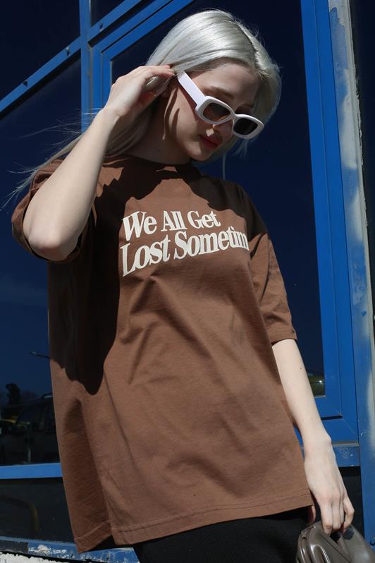 MDX Brown Printed Oversized T-shirt MG1532 - Cento