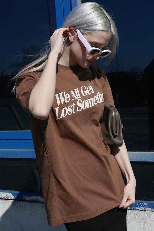 MDX Brown Printed Oversized T-shirt MG1532 - Cento