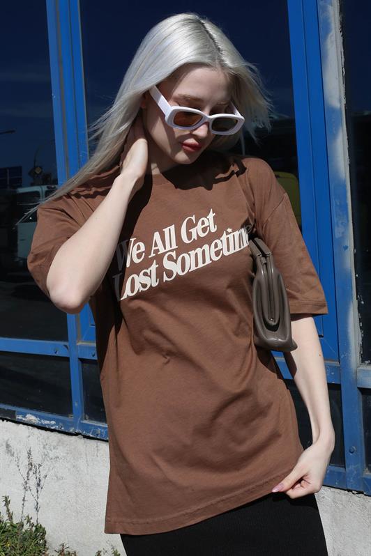 MDX Brown Printed Oversized T-shirt MG1532 - Cento