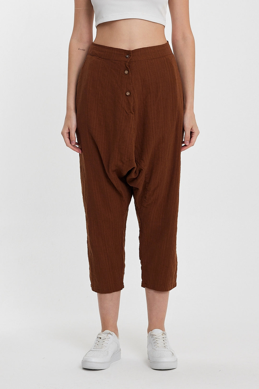 Maxi Boy Brown Double Pocket Button Detailed Low Crotch Harem Pants BCVL-245326 - Wesley Chapel