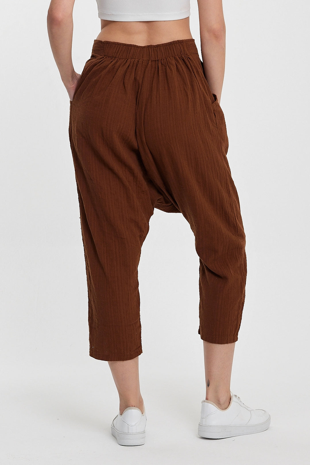 Maxi Boy Brown Double Pocket Button Detailed Low Crotch Harem Pants BCVL-245326 - Wesley Chapel