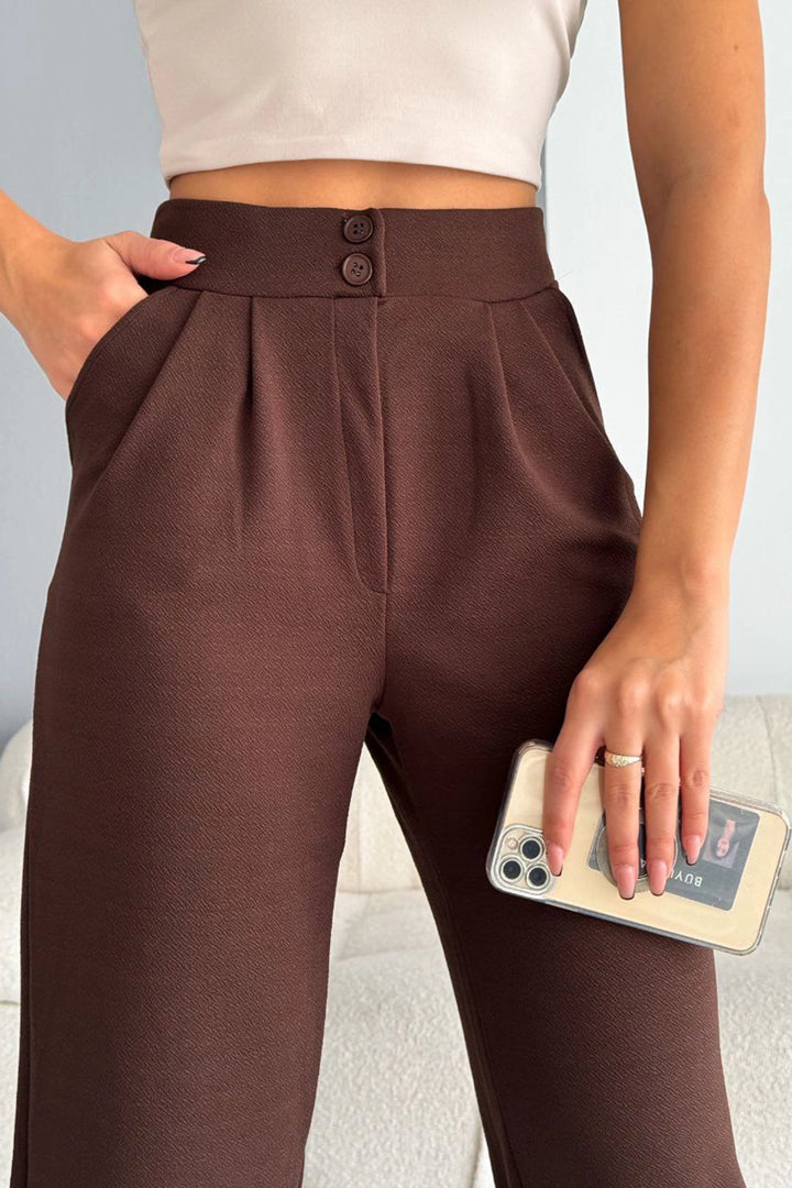 Brown Double Pocket Lycra Crepe Carrot Pants BC241069 - Schweinfurt