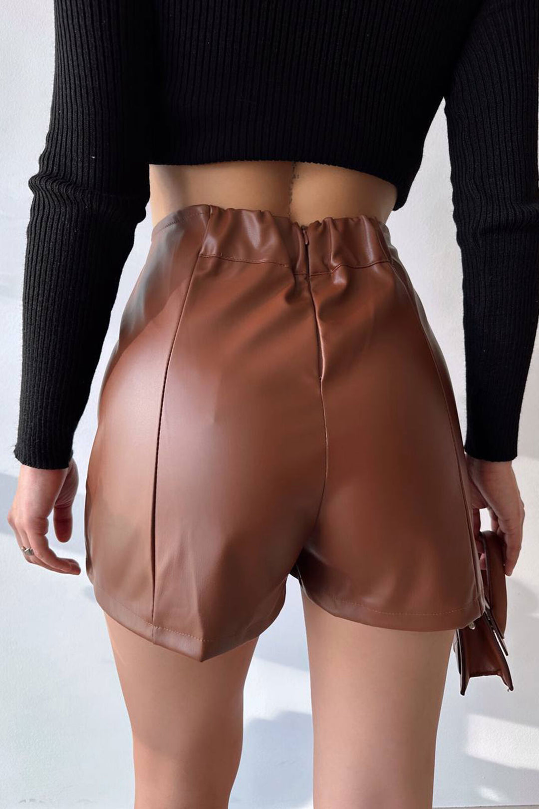 Brown Double Slit Shorts Skirt BCHN-25260364 - La Louvière