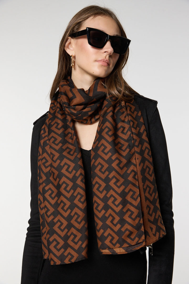 Brown Patterned Shawl BCNSV-2515076 - Bagneux