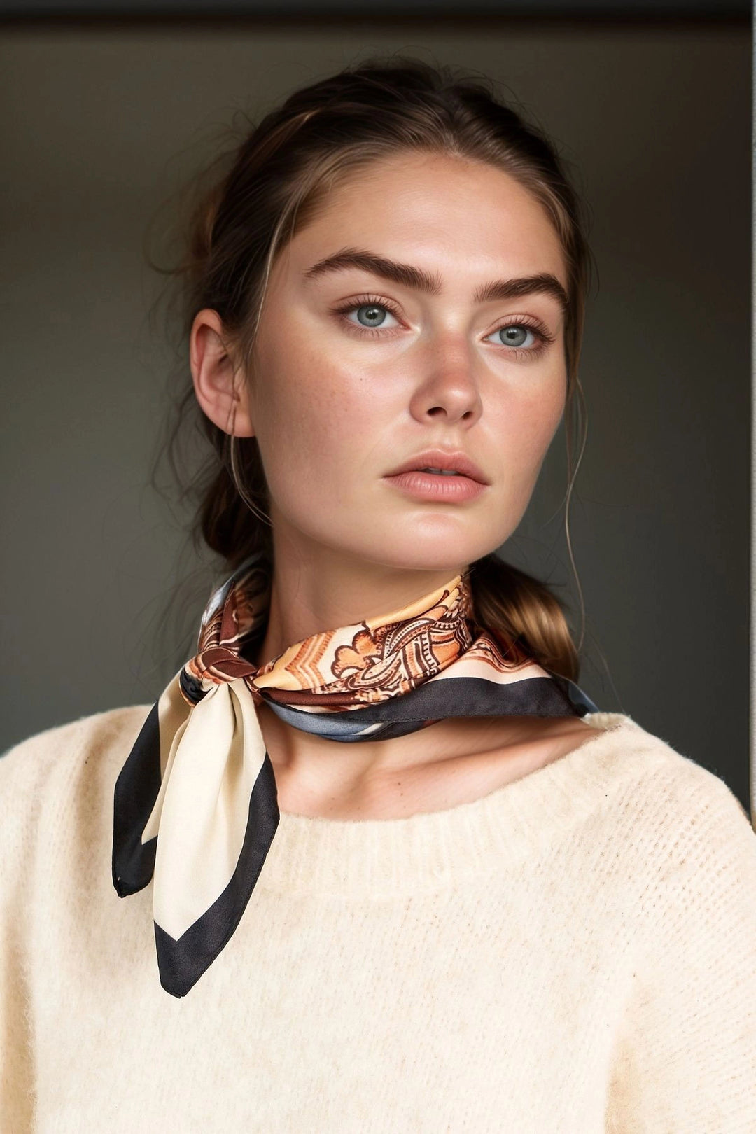 Brown Ethnic Patterned Bandana Scarf BCNSV-2513471 - Millcreek