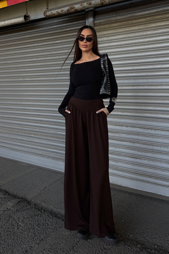 Brown Spanish Flare Ultra Soft Fabric Trousers BCDF-25P0003 - Coventry