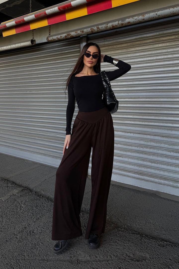 Brown Spanish Flare Ultra Soft Fabric Trousers BCDF-25P0003 - Coventry