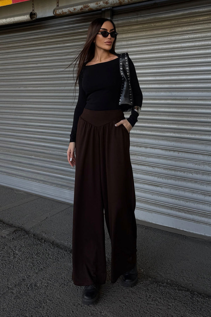 Brown Spanish Flare Ultra Soft Fabric Trousers BCDF-25P0003 - Coventry