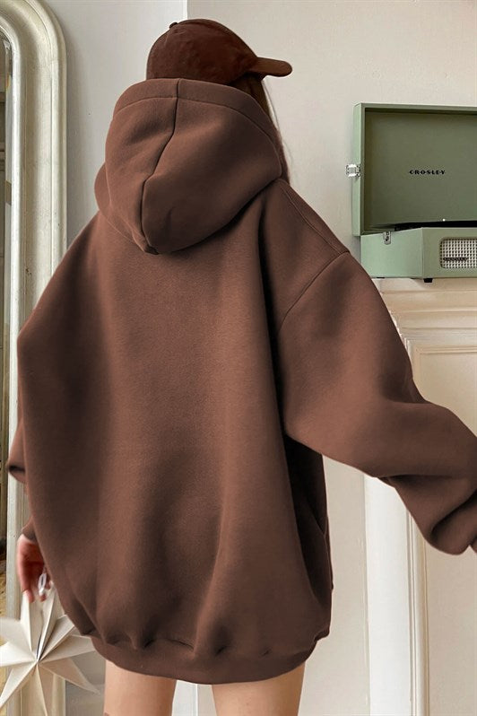 MDX Brown Hooded Oversized Sweatshirt with Mustard Lining MG1566 - Yenakiieve