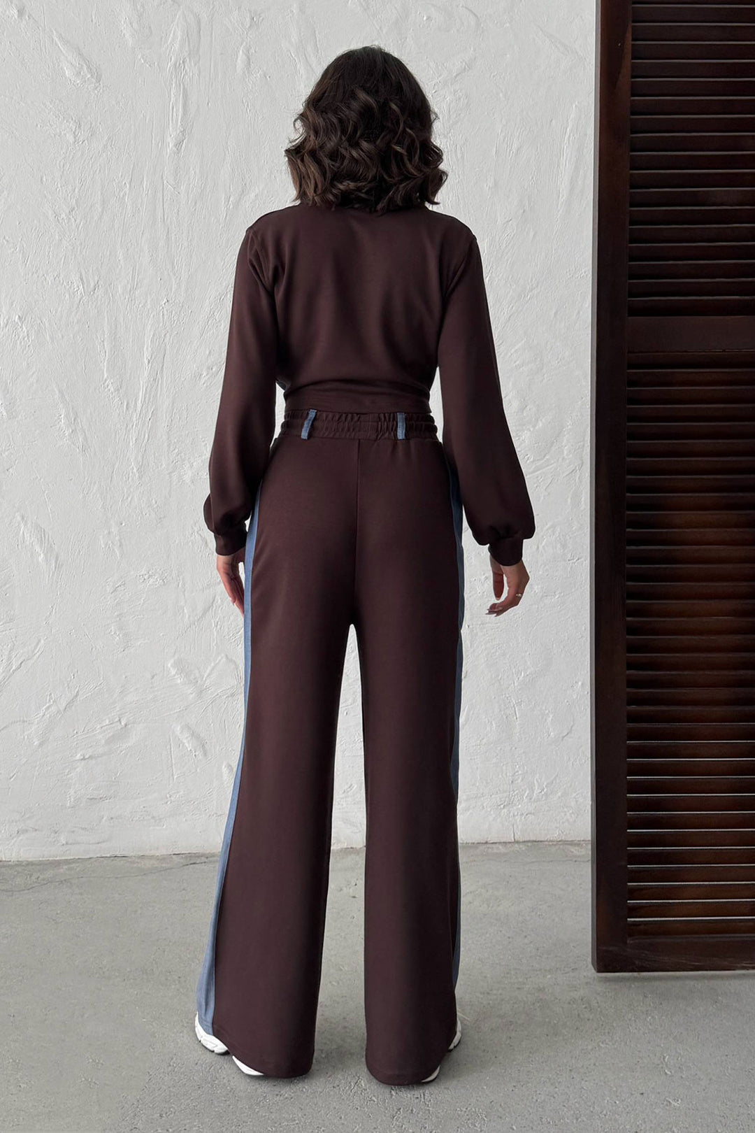 Brown Denim Fabric Garnished Soft Textured Pants Jacket Suit BCHN-25261021 - Shoreline