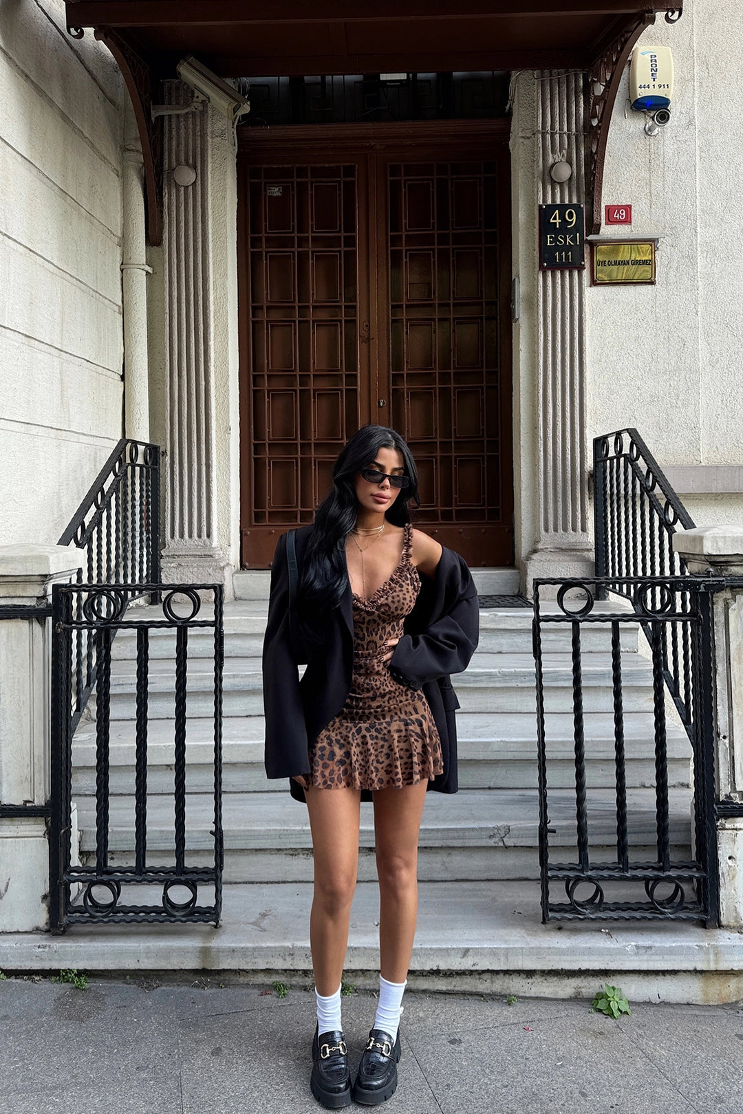 EYY Women Brown Zadie Leopard Print Mini Tulle Dress - Cincinnati
