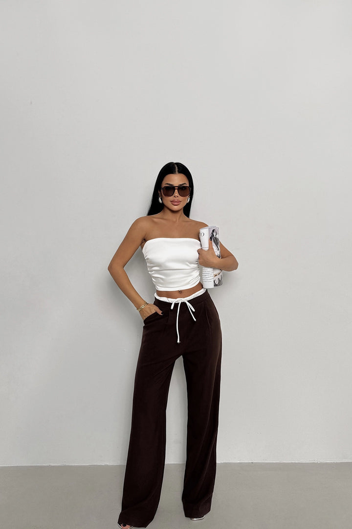 EYY Women Brown Front Lace-Up Pants - Vaughan
