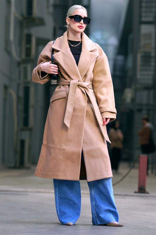 MDX Brown Oversize Long Women's Coat MG1584 - Nantes