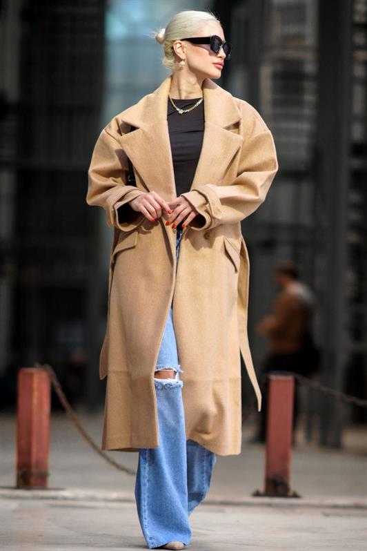 MDX Brown Oversize Long Women's Coat MG1584 - Nantes