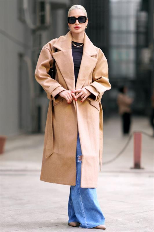 MDX Brown Oversize Long Women's Coat MG1584 - Nantes