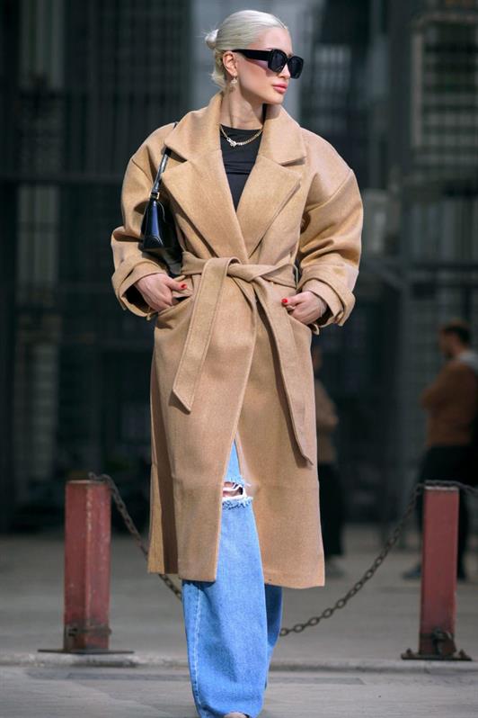 MDX Brown Oversize Long Women's Coat MG1584 - Nantes