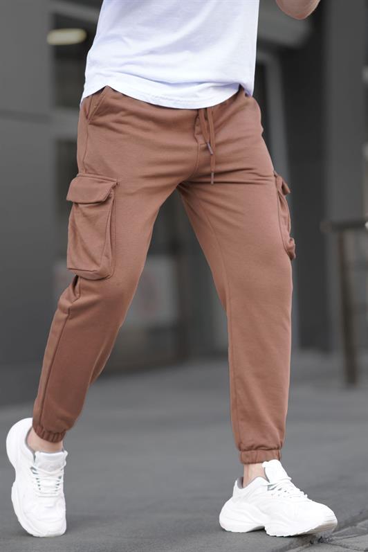 MDX Brown Cuffed Elastic Cargo Pocket Men's Sweatpants 6514 - Yalta