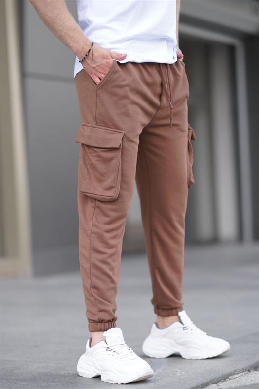 MDX Brown Cuffed Elastic Cargo Pocket Men's Sweatpants 6514 - Yalta