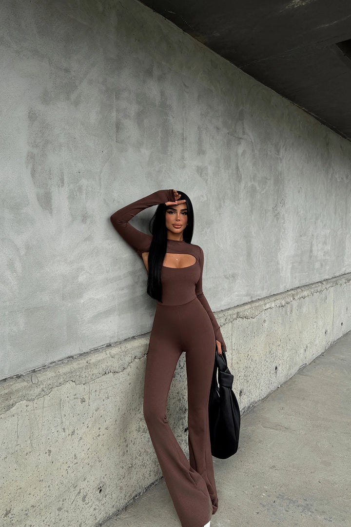 EYY Women Brown Window Detail Jumpsuit - Schwabach