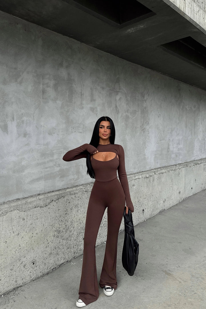 EYY Women Brown Window Detail Jumpsuit - Schwabach