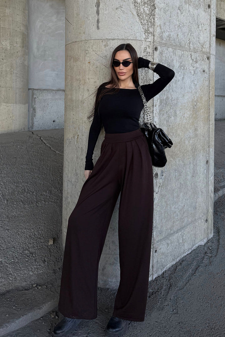 Brown Pile Detailed Spanish Ultra Soft Fabric Trousers BCDF-25P0002 - Joué-lés-Tours