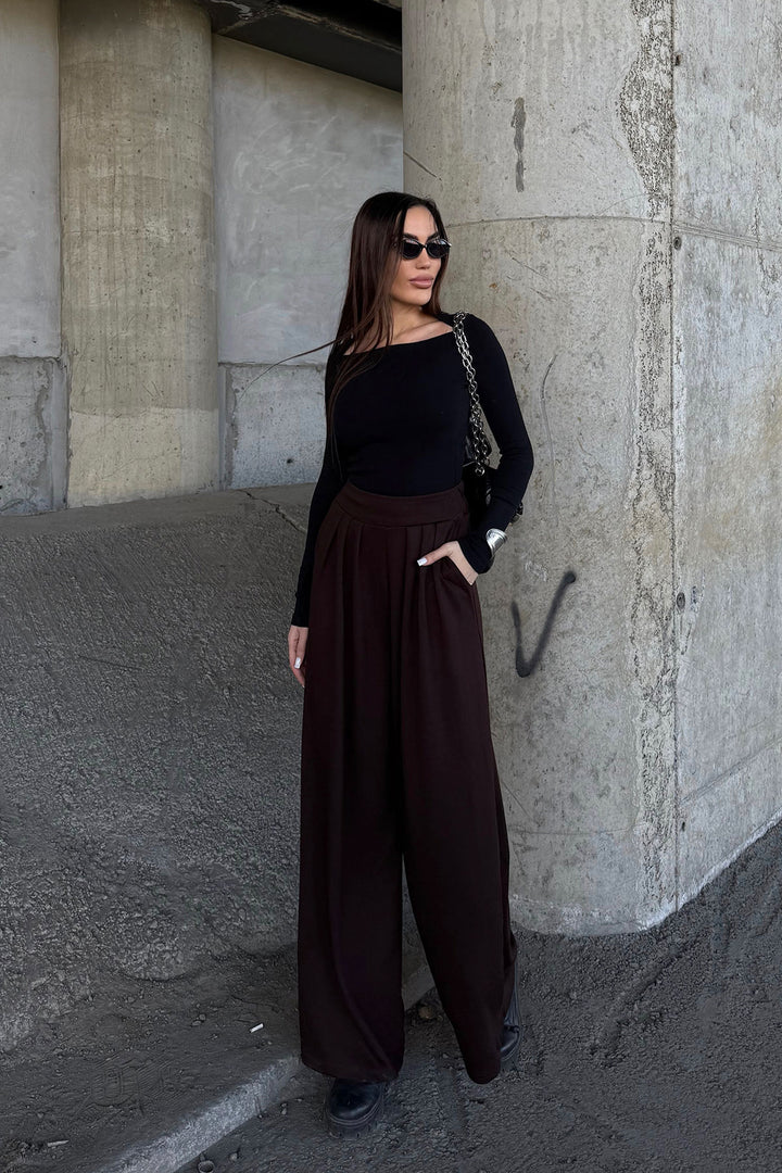 Brown Pile Detailed Spanish Ultra Soft Fabric Trousers BCDF-25P0002 - Joué-lés-Tours