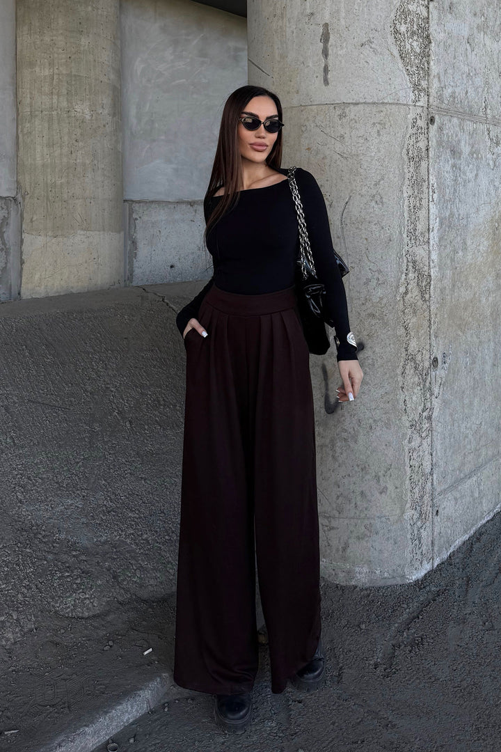 Brown Pile Detailed Spanish Ultra Soft Fabric Trousers BCDF-25P0002 - Joué-lés-Tours