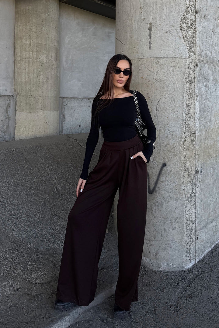 Brown Pile Detailed Spanish Ultra Soft Fabric Trousers BCDF-25P0002 - Joué-lés-Tours