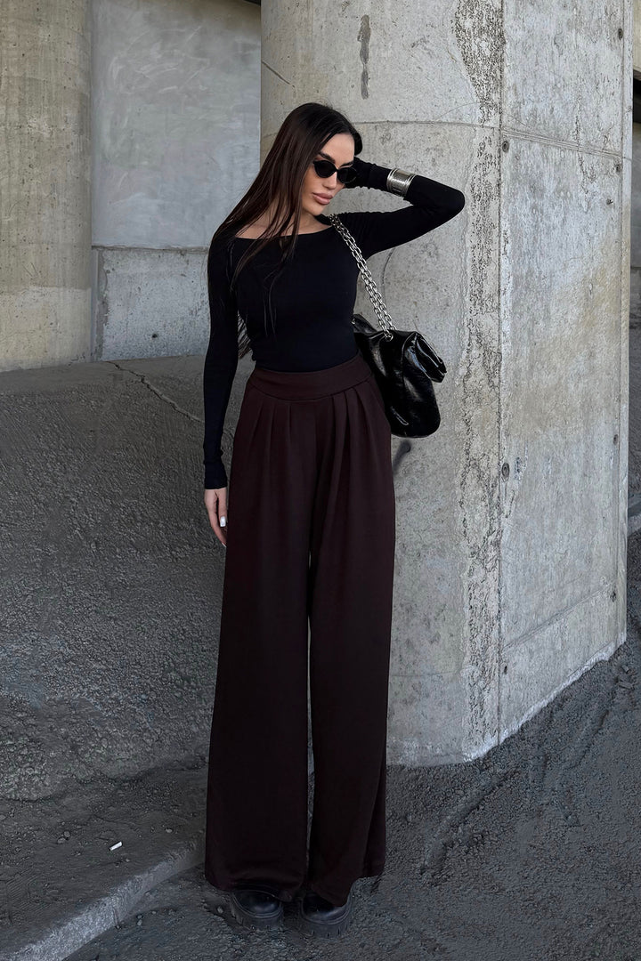 Brown Pile Detailed Spanish Ultra Soft Fabric Trousers BCDF-25P0002 - Joué-lés-Tours
