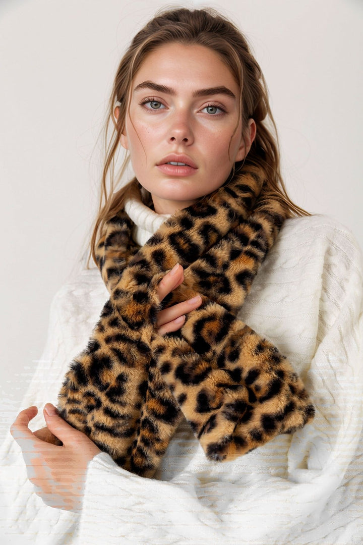Brown Faux Fur Lined Infinity Scarf BCNSV-25WT1010 - Mission