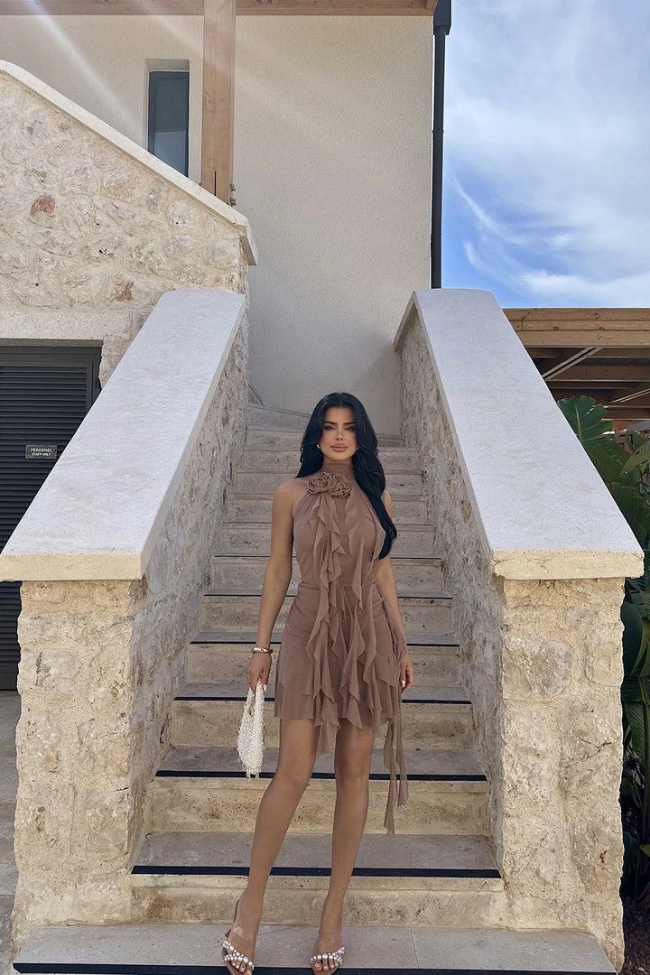 EYY Women Brown Polina Frilly Dress - Bila Tserkva