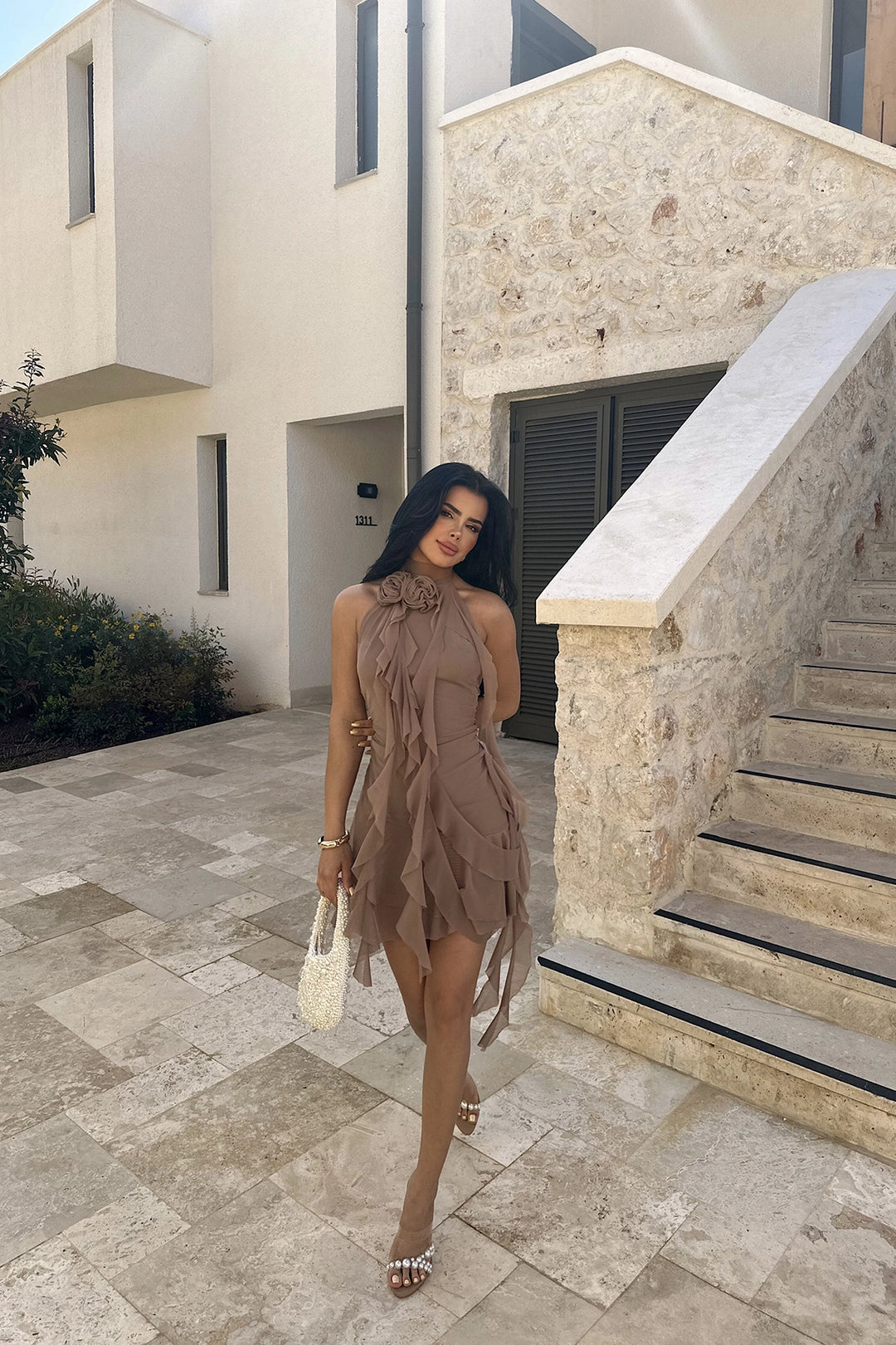 EYY Women Brown Polina Frilly Dress - Bila Tserkva