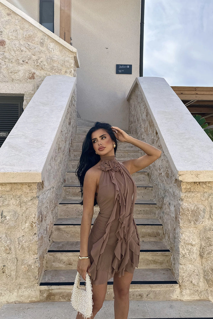 EYY Women Brown Polina Frilly Dress - Bila Tserkva