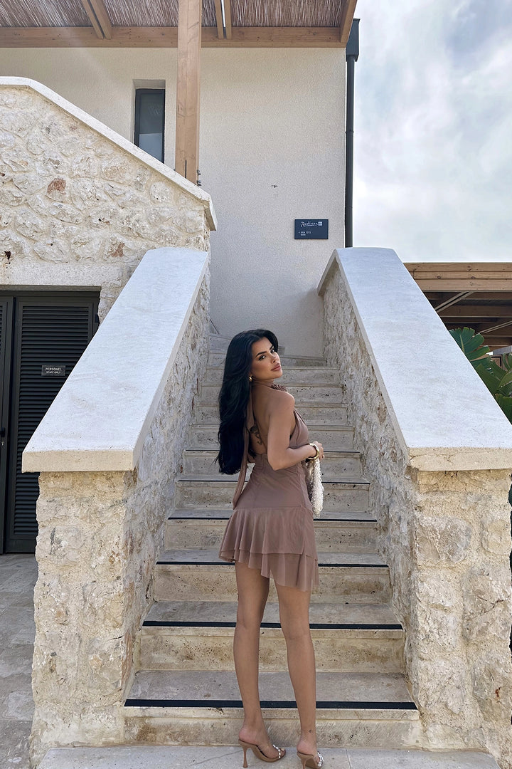 EYY Women Brown Polina Frilly Dress - Bila Tserkva